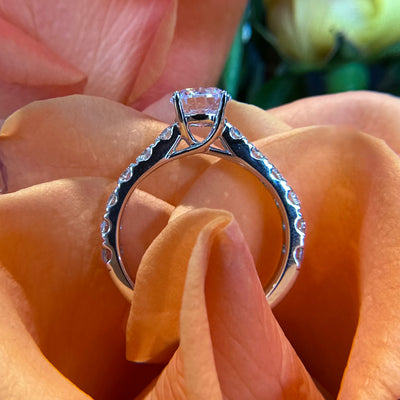 Apparel & Accessories > Jewelry > Rings Diamond Side Stone Semi Mount 14K White Gold Engagement Ring Pierce Custom Jewelers