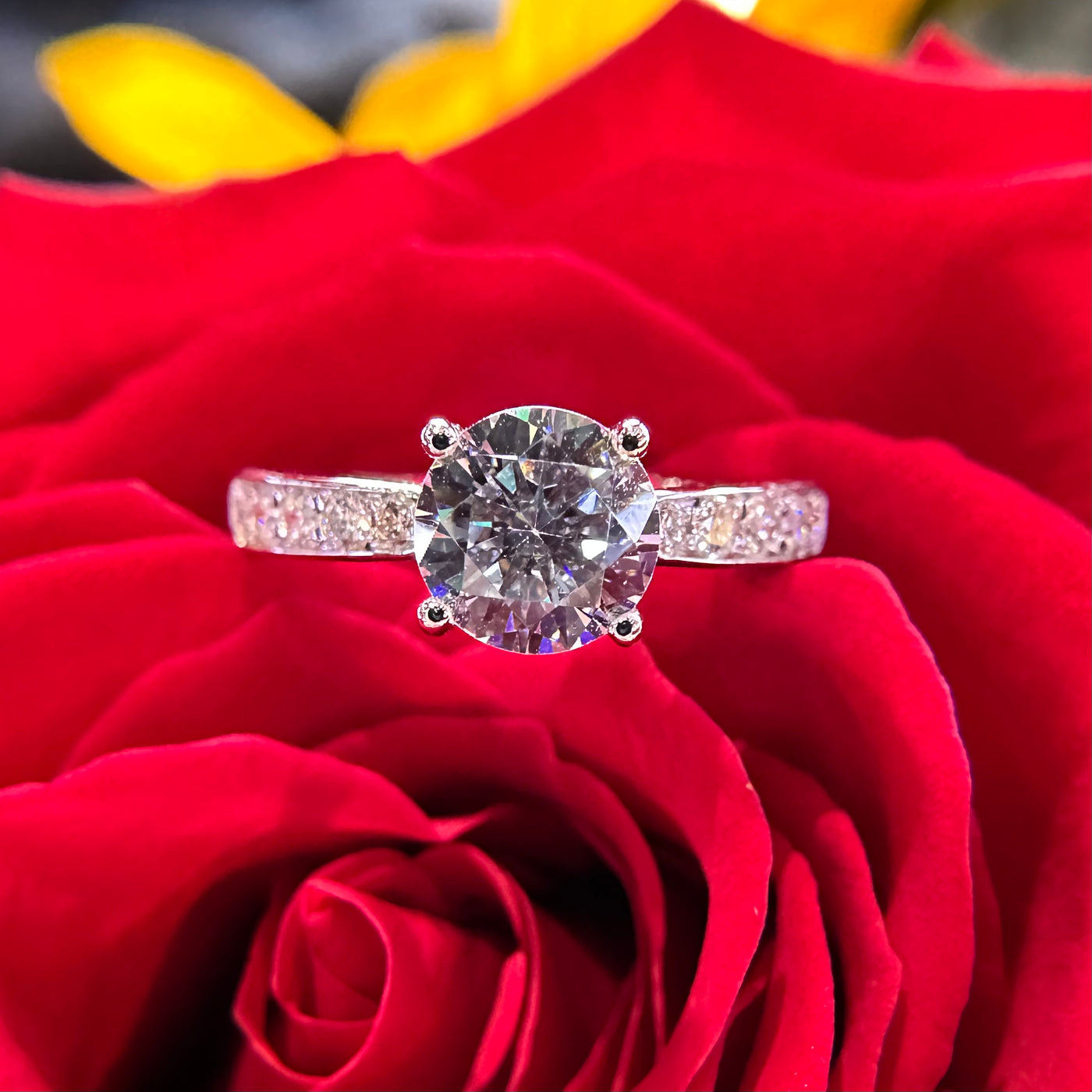 Apparel & Accessories > Jewelry > Rings Side Stone Diamond Semi Mount 14K White Gold Engagement Ring Pierce Custom Jewelers