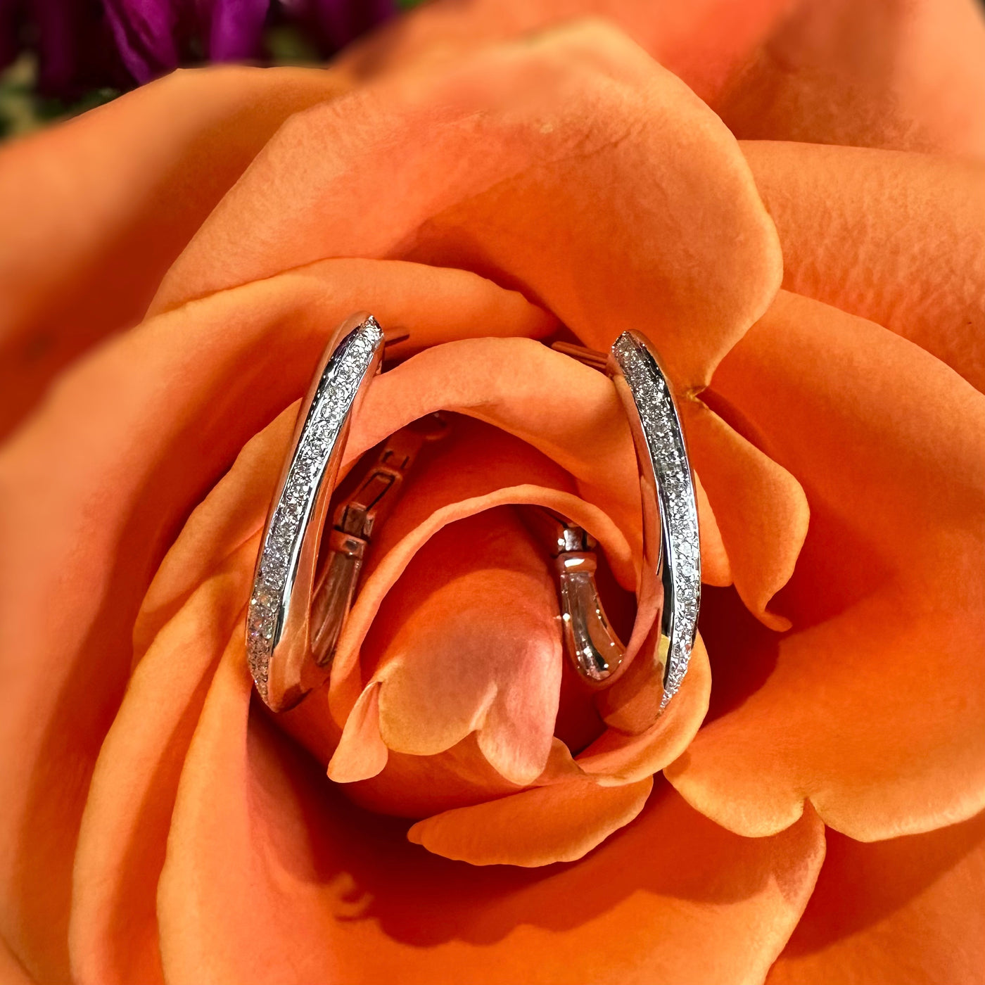 Apparel & Accessories > Jewelry > Earrings Simon G Tapered Diamond 18K White Gold Hoop Earrings LE4402 Pierce Custom Jewelers