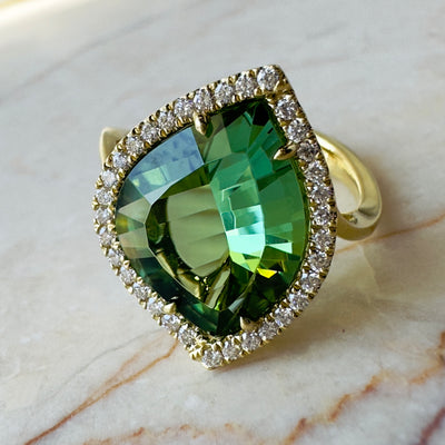 Apparel & Accessories > Jewelry > Rings Simon G Green Tourmaline Diamond 18K Yellow Gold Ring LR2811 Pierce Custom Jewelers