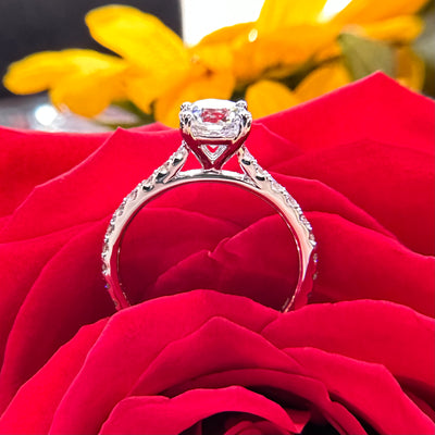 Apparel & Accessories > Jewelry > Rings Diamond Side Stone Semi Mount 14K White Gold Engagement Ring Pierce Custom Jewelers