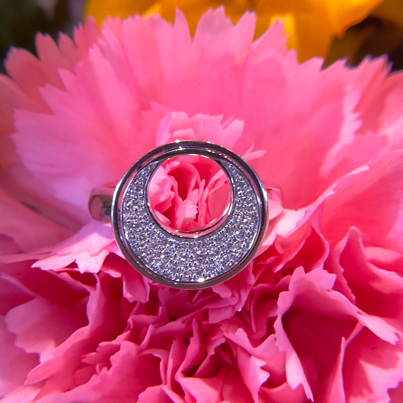 Apparel & Accessories > Jewelry > Rings Zeghani Diamond Circle Moon 14K White Gold Ring ZR2322 Pierce Custom Jewelers
