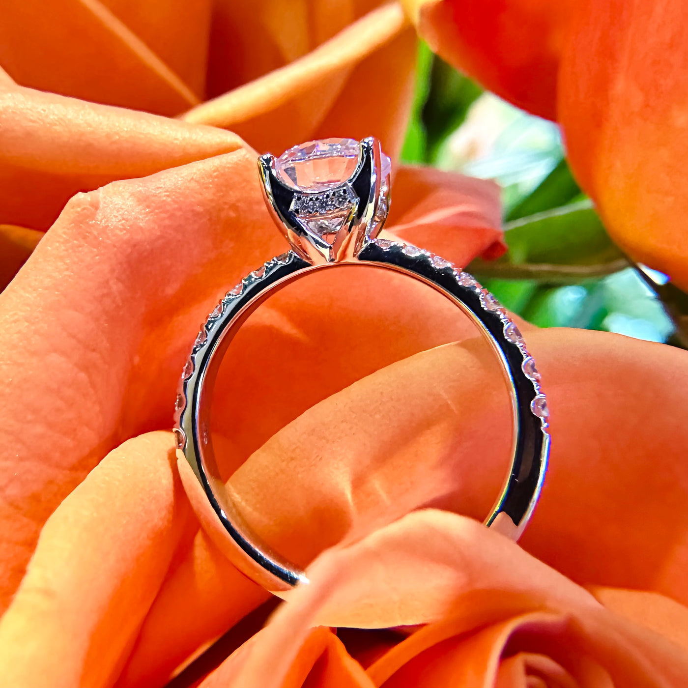 Apparel & Accessories > Jewelry > Rings Diamond Side Stone 14K White Gold Semi Mount Engagement Ring Pierce Custom Jewelers