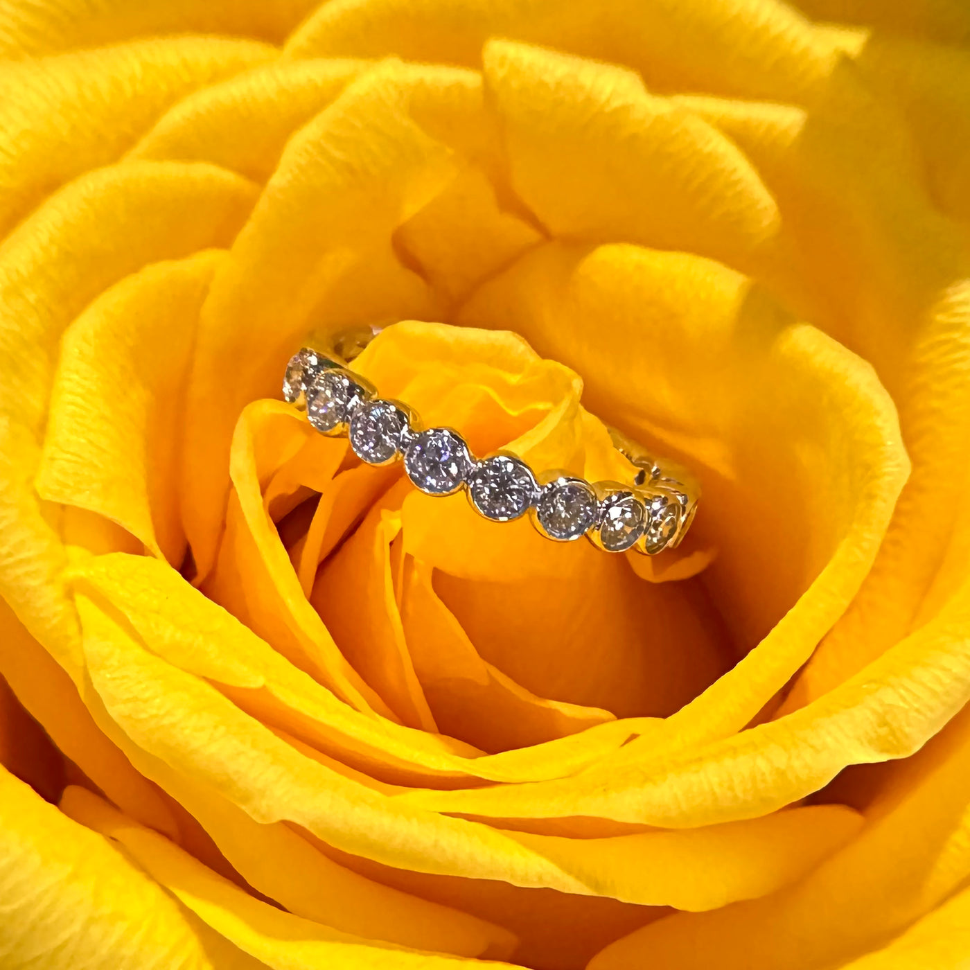  Apparel & Accessories > Jewelry > Rings Bezel Diamond 14K White Gold Band Ring Pierce Custom Jewelers