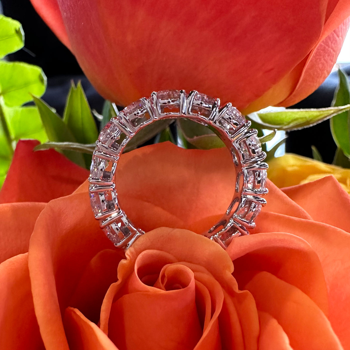 Apparel & Accessories > Jewelry > Rings Oval Slanted Laboratory Grown Diamond Eternity Band Ring Pierce Custom Jewelers