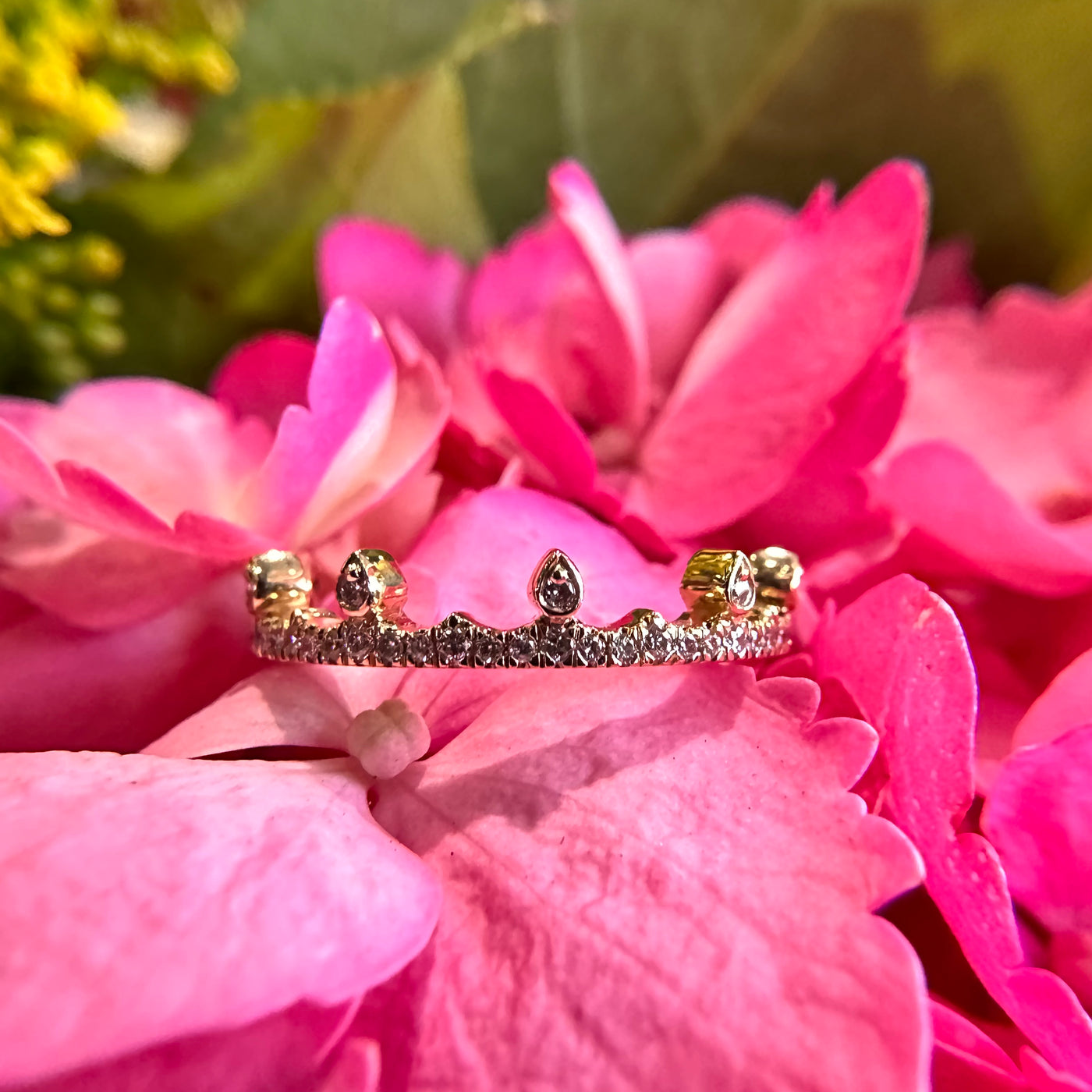 Apparel & Accessories > Jewelry > Rings  Diamond 14K Yellow Gold Tiara Band Ring Pierce Custom Jewelers