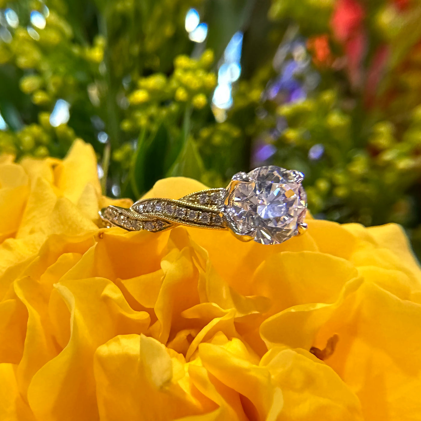 Simon G Engagement Ring Semi Mount in Yellow Gold MR1498