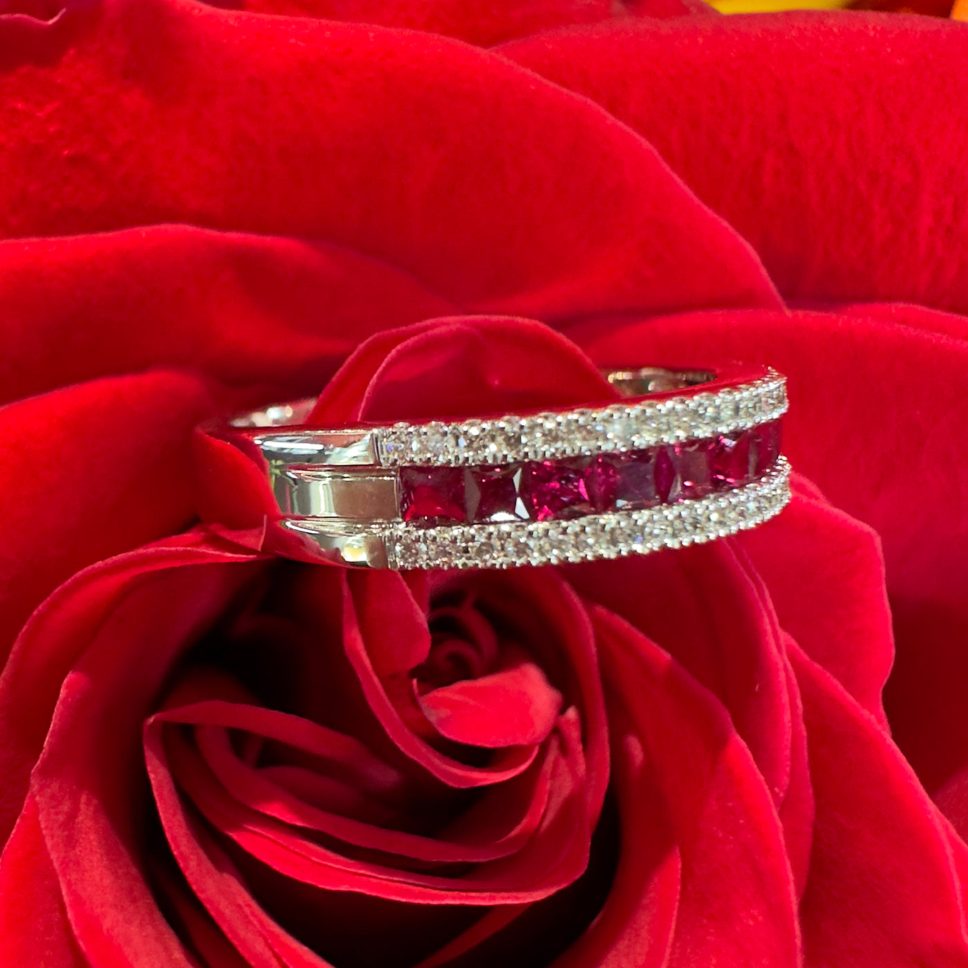  Apparel & Accessories > Jewelry > Rings Zeghani Ruby and Diamond Ring 14K White Gold Band 14K ZR1151 Pierce Custom Jewelers