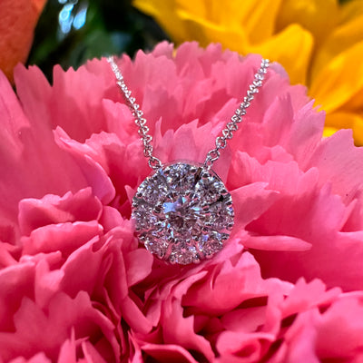 Apparel & Accessories > Jewelry > Necklaces Zeghani Diamond Cluster 14K White Gold Circle Pendant Necklace NGP101 Pierce Custom Jewelers