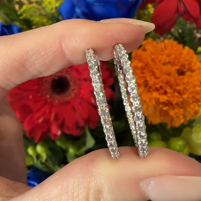 Apparel & Accessories > Jewelry > Earrings Natural Diamond Hoop 14K White Gold Earrings Pierce Custom Jewelers