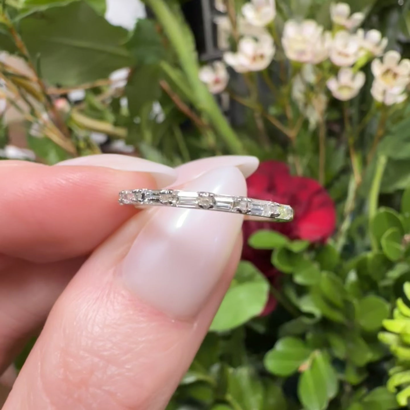 Apparel & Accessories > Jewelry > Rings Baguette Diamond 14K White Gold Band Ring KAS EN8421-BWG Pierce Custom Jewelers