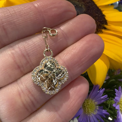 Apparel & Accessories > Jewelry > Necklaces A. Jaffe Quilted Diamond Quatrefoil 14K Yellow Gold Pendant Charm PD3151-L3/21 Pierce Custom Jewelers