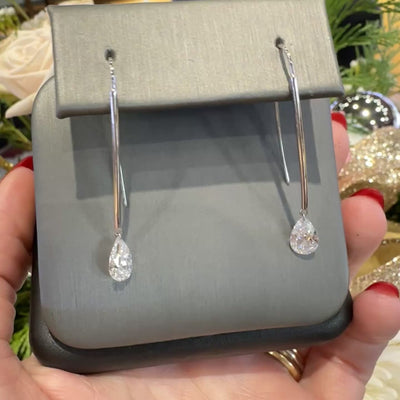 Apparel & Accessories > Jewelry > Earrings Pear Diamond Dangle 14k White Gold Earrings LAB105H3 Pierce Custom Jewelers