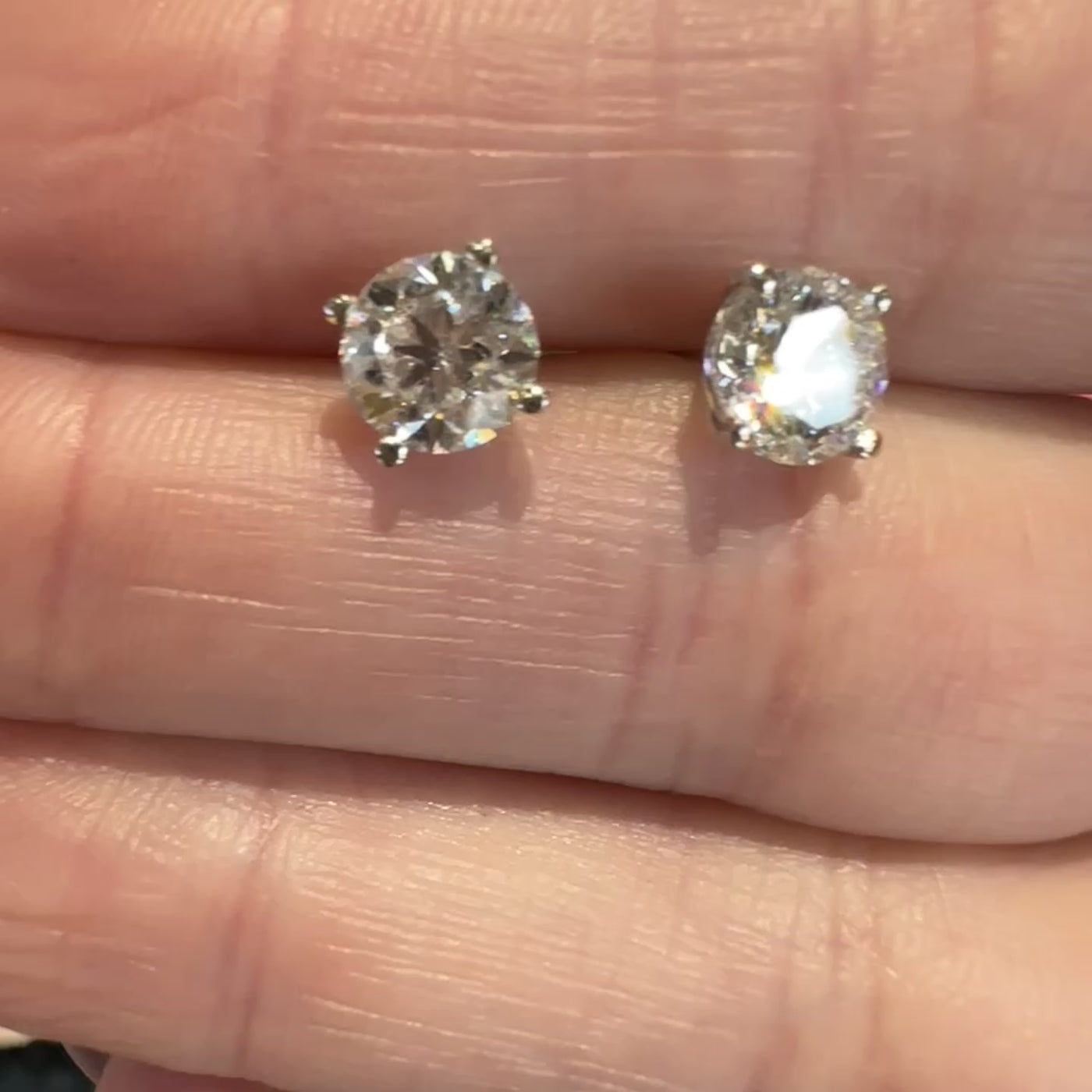 Apparel & Accessories > Jewelry > Earrings Diamond Stud Earrings 14K White Gold 2.02 Total Carats Natural Pierce Custom Jewele