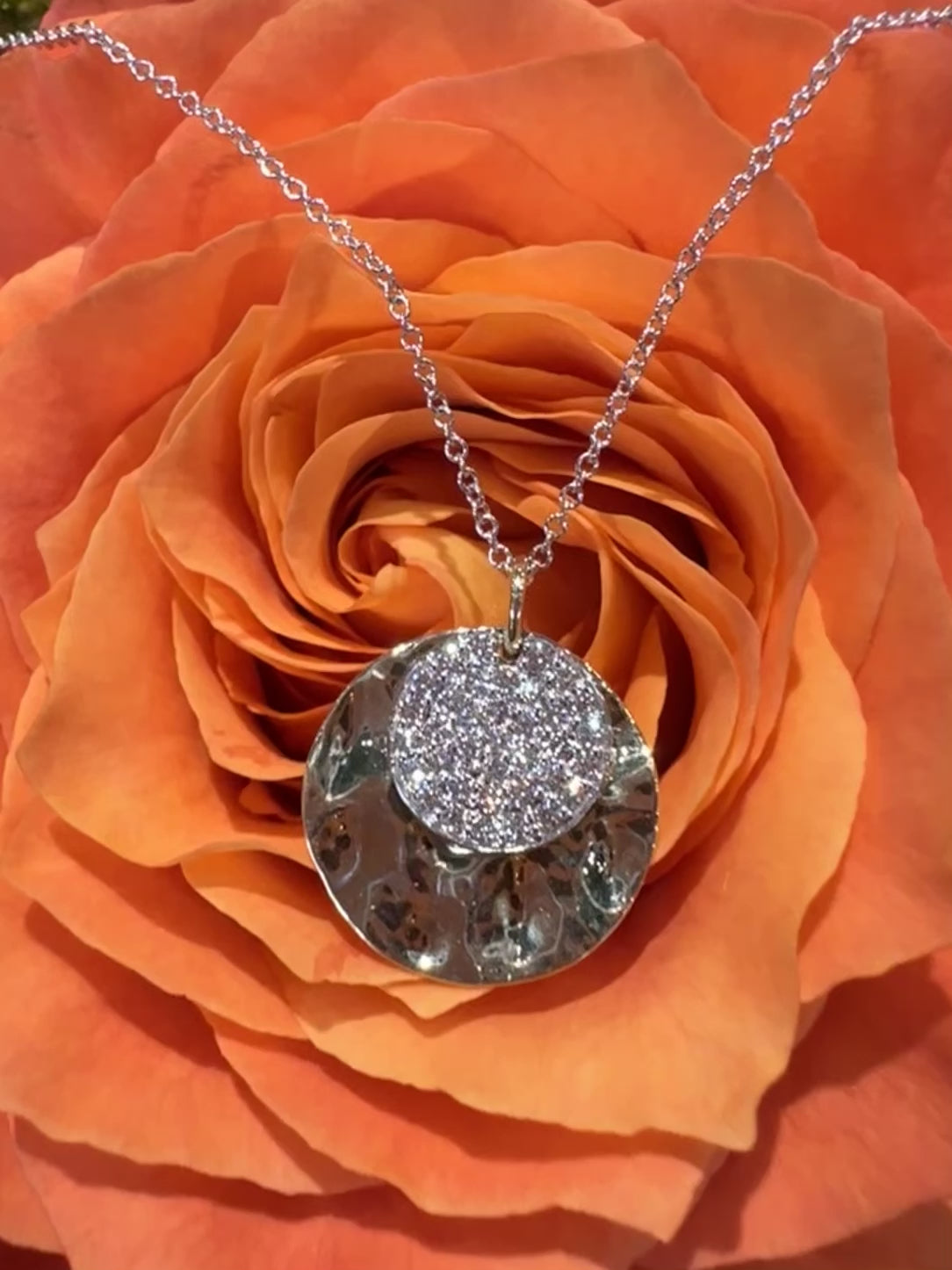  Apparel & Accessories > Jewelry > Necklaces Zeghani Diamond Cluster 14K Two Tone Hammered Circle Pendant Necklace ZP1124-Y Pierce Custom Jewelers