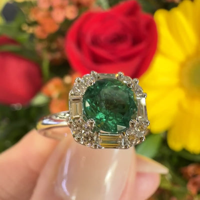 Apparel & Accessories > Jewelry > Rings Simon G. Mosaic Emerald Diamond Ring 18K White Gold LR5003 Pierce Custom Jewelers