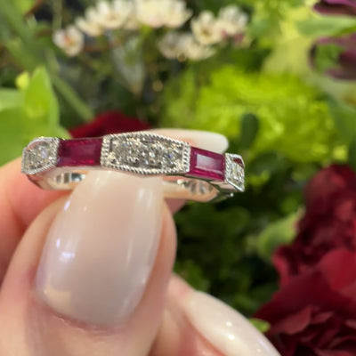 Apparel & Accessories > Jewelry > Rings Ruby Diamond Band 14K White Gold Ring KAS C5801-RWG Pierce Custom Jewelers