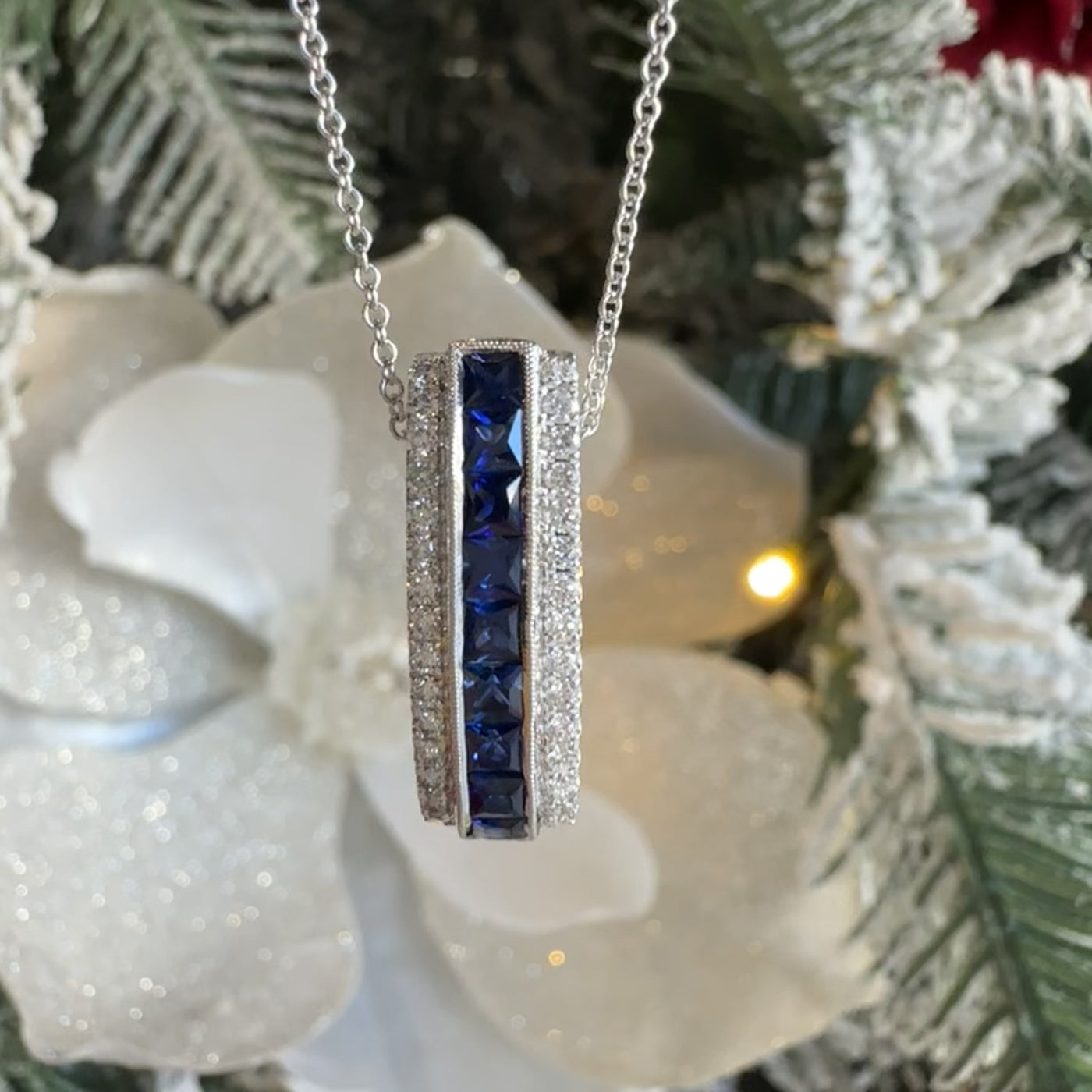 Apparel & Accessories > Jewelry > Necklaces Simon G Blue Sapphire and Diamond Pendant in 18K White Gold LP4677-A Pierce Custom Jewelers