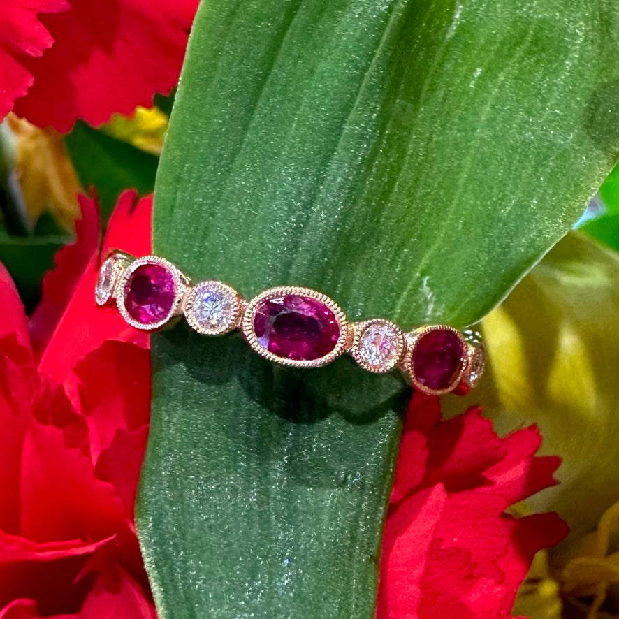 Apparel & Accessories > Jewelry > Rings Simon G Ruby and Diamond Band 18K Rose Gold Ring LR2461-R Pierce Custom Jewelers