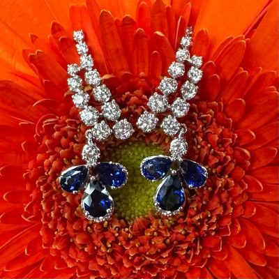 Apparel & Accessories > Jewelry > Earrings Simon G Sapphire Diamond Earrings in 18K White Gold LE4577 Pierce Custom Jewelers