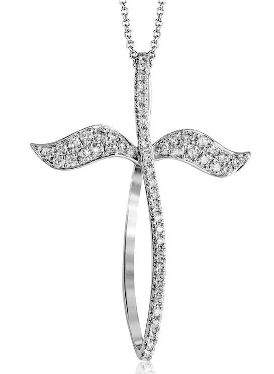 Apparel & Accessories > Jewelry > Necklaces Simon G Diamond Angel Cross Pendant in 18K White Gold LP4397 Pierce Custom Jewelers