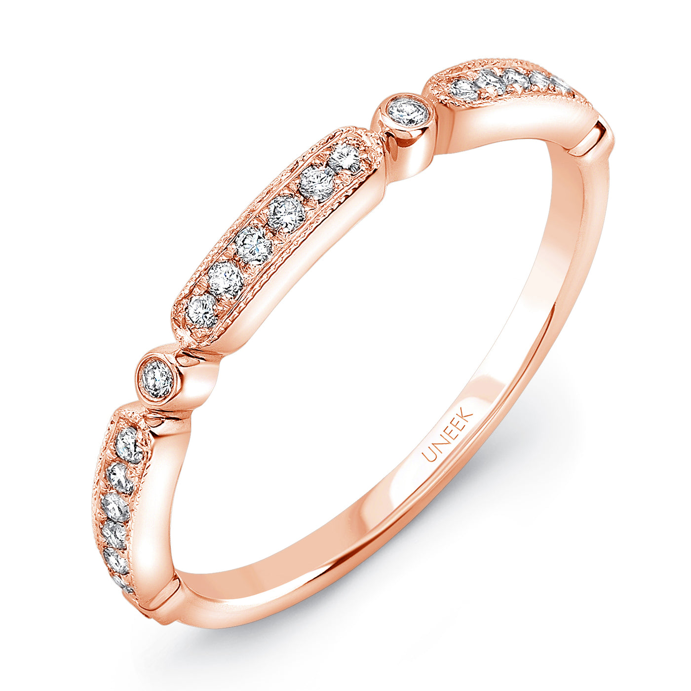 Uneek "Melrose" Stackable Diamond Band in 14K Rose Gold