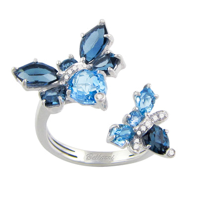 Apparel & Accessories > Jewelry > Rings BELLARRI Queen Bee Diamond Blue Topaz Fashion Ring Pierce Custom Jewelers