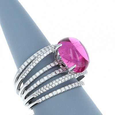 Apparel & Accessories > Jewelry > Rings Rubellite and Diamond Ring in 18K White Gold Pierce Custom Jewelers