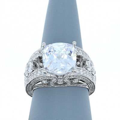 Apparel & Accessories > Jewelry > Rings Diamond Ring in 18K White Gold for 10-11mm Center Stone Pierce Custom Jewelers