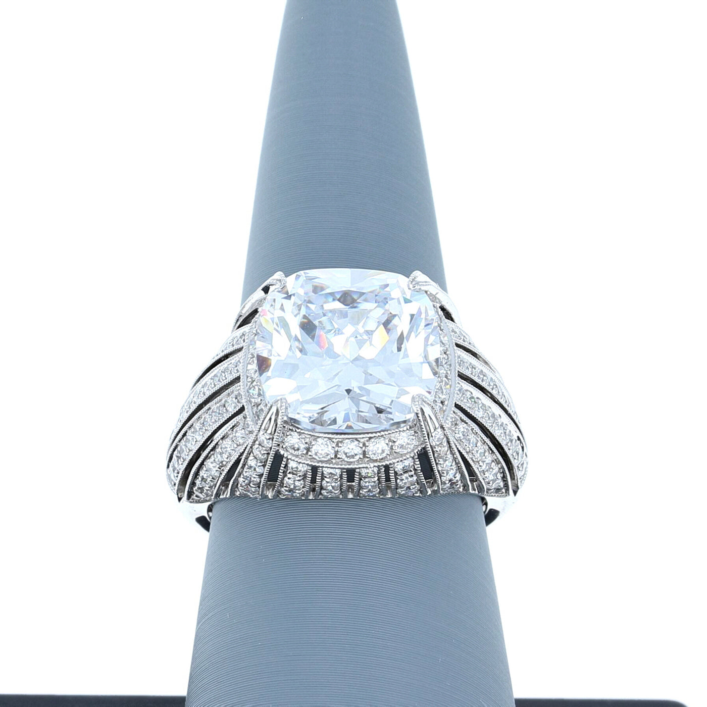 Apparel & Accessories > Jewelry > Rings Diamond Ring in 18K White Gold for 11mm Cushion Cut Center Stone Pierce Custom Jewelers