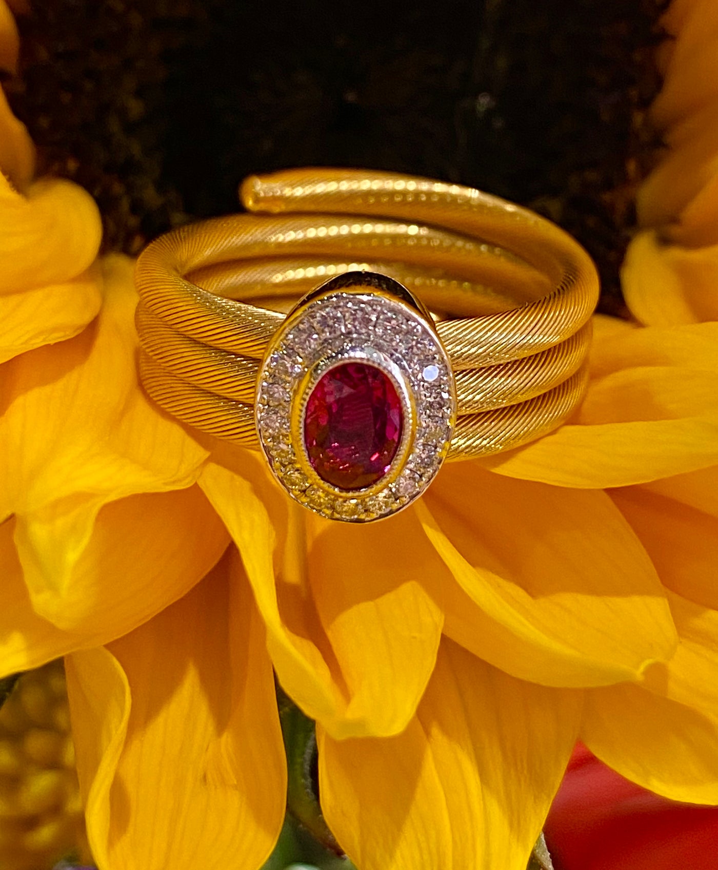 Simon G Ruby and Diamond Wrap Ring in 18K Rose and White Gold LR1160