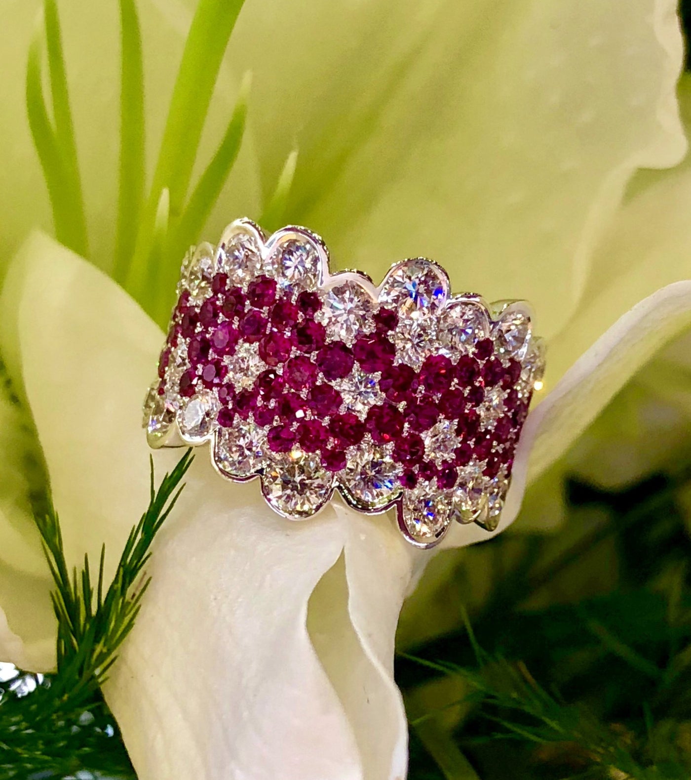 Simon G LP2269 Ruby and Diamond Ring in White Gold One of a Kind