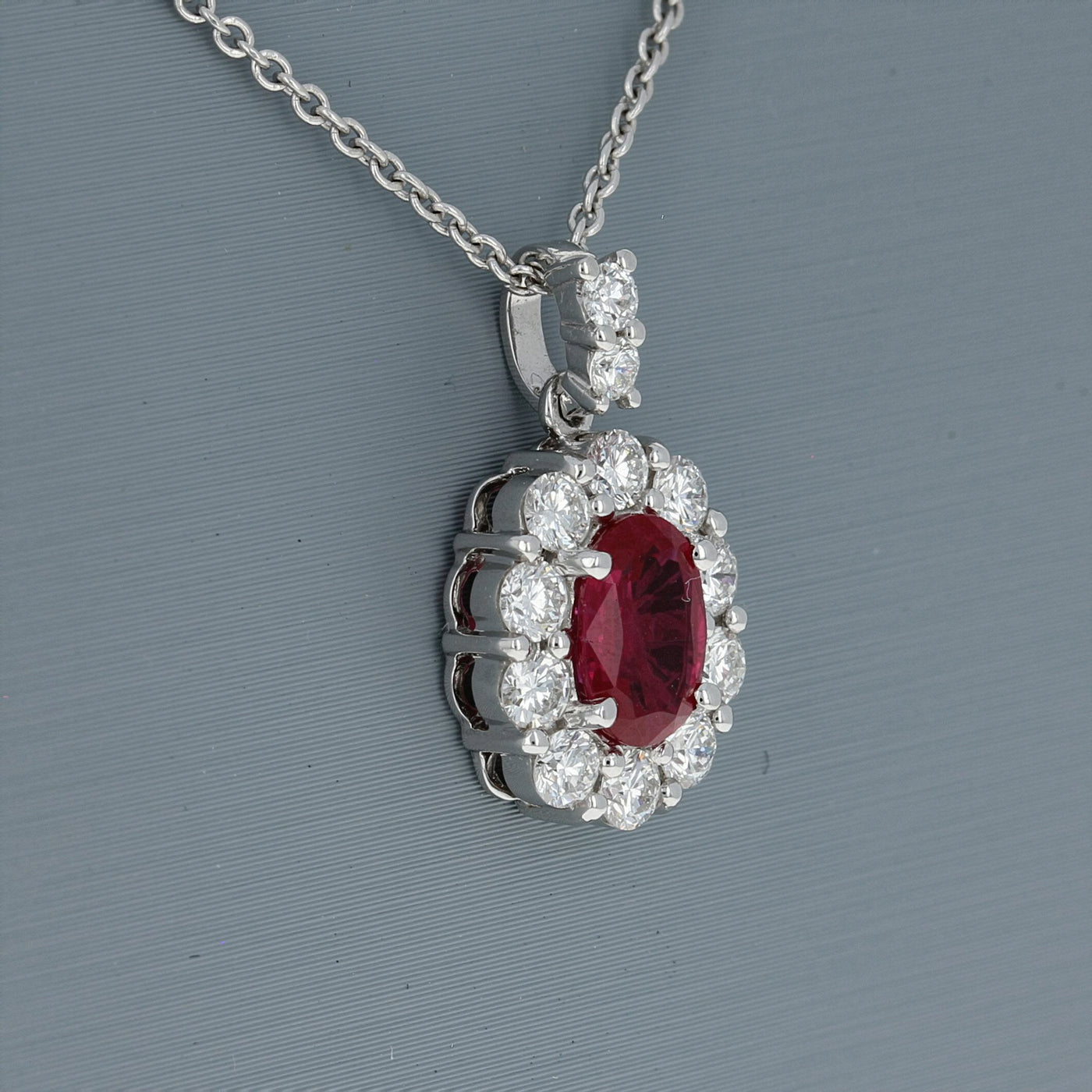 Apparel & Accessories > Jewelry > Necklaces Ruby and Diamond Pendant in 14Kt White Gold Pierce Custom Jewelers
