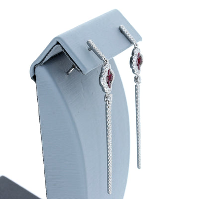 Apparel & Accessories > Jewelry > Earrings Uneek Ruby and Diamond Drop Earrings in 18K White Gold Pierce Custom Jewelers