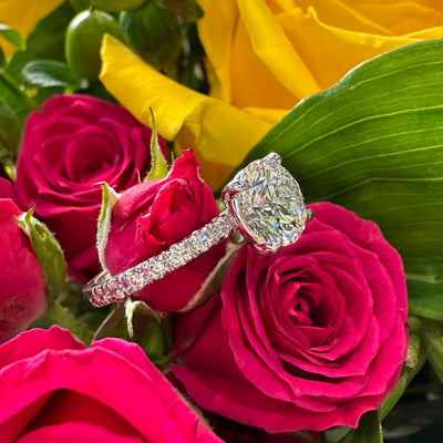 Apparel & Accessories > Jewelry > Rings Round Diamond Side Stone 18K White Gold Engagement Ring Pierce Custom Jewelers