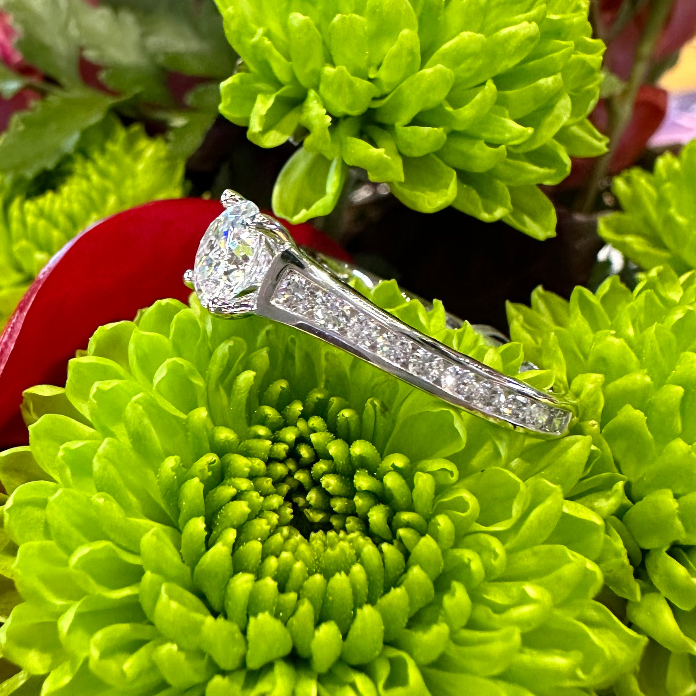  Apparel & Accessories > Jewelry > Rings Side Stone Diamond 14K White Gold Semi-Mount Engagement Ring Pierce Custom Jewelers