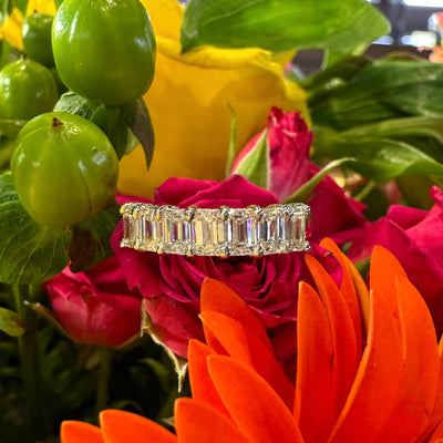 Apparel & Accessories > Jewelry > Rings Emerald Cut Diamond Wedding Band 18K White Gold Ring Pierce Custom Jewelers