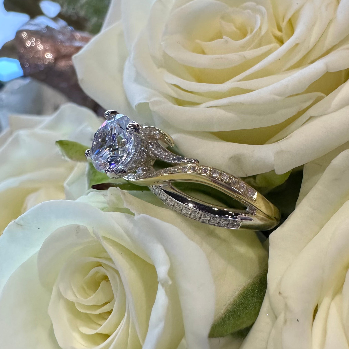 Apparel & Accessories > Jewelry > Rings Simon G Two Tone 18K Yellow White Gold and Diamond Engagement Ring LR3073 Pierce Custom Jewelers
