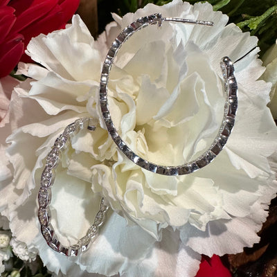 Apparel & Accessories > Jewelry > Earrings Hearts on Fire Lorelei Floral Oval Inside-Out Diamond 18K White Gold Hoop Earrings Pierce Custom Jewelers