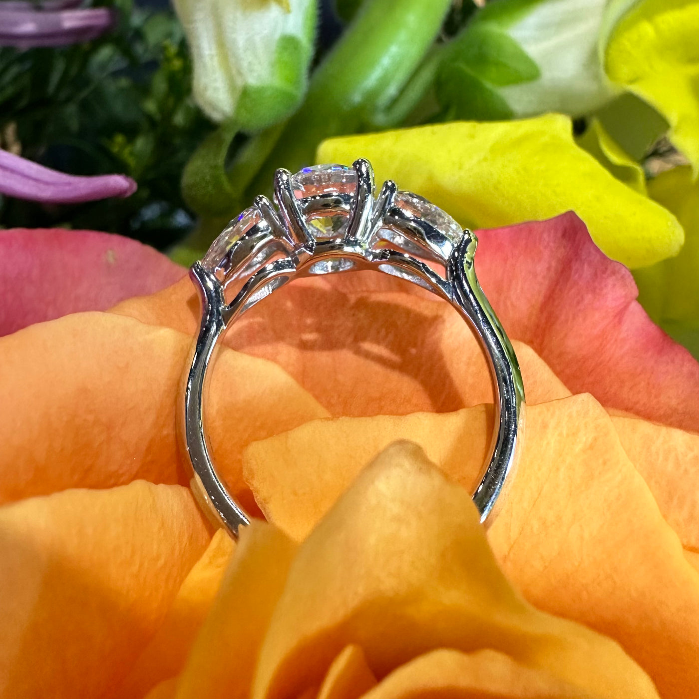 Apparel & Accessories > Jewelry > Rings Three Stone Pear 14K Gold Semi Mount Engagement Ring Pierce Custom Jewelers