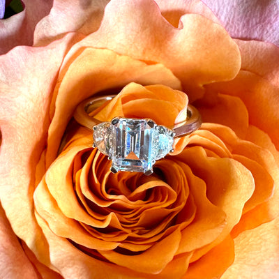  Apparel & Accessories > Jewelry > Rings Three Stone Half Moon Semi Mount 14K White Gold Engagement Ring Pierce Custom Jewelers