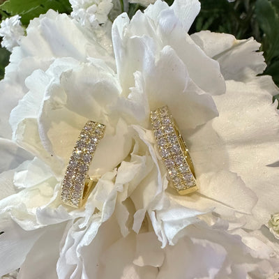 Apparel & Accessories > Jewelry > Earrings Simon G Diamond Huggie Hoop 18K Yellow Gold Earrings ER369-Y Pierce Custom Jewelers