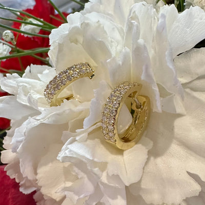 Apparel & Accessories > Jewelry > Earrings Simon G Diamond Huggie Hoop 18K Yellow Gold Earrings ER369-Y Pierce Custom Jewelers