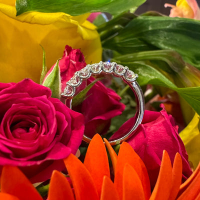 Apparel & Accessories > Jewelry > Rings Oval Cut Diamond Wedding Band 18K White Gold Ring Pierce Custom Jewelers