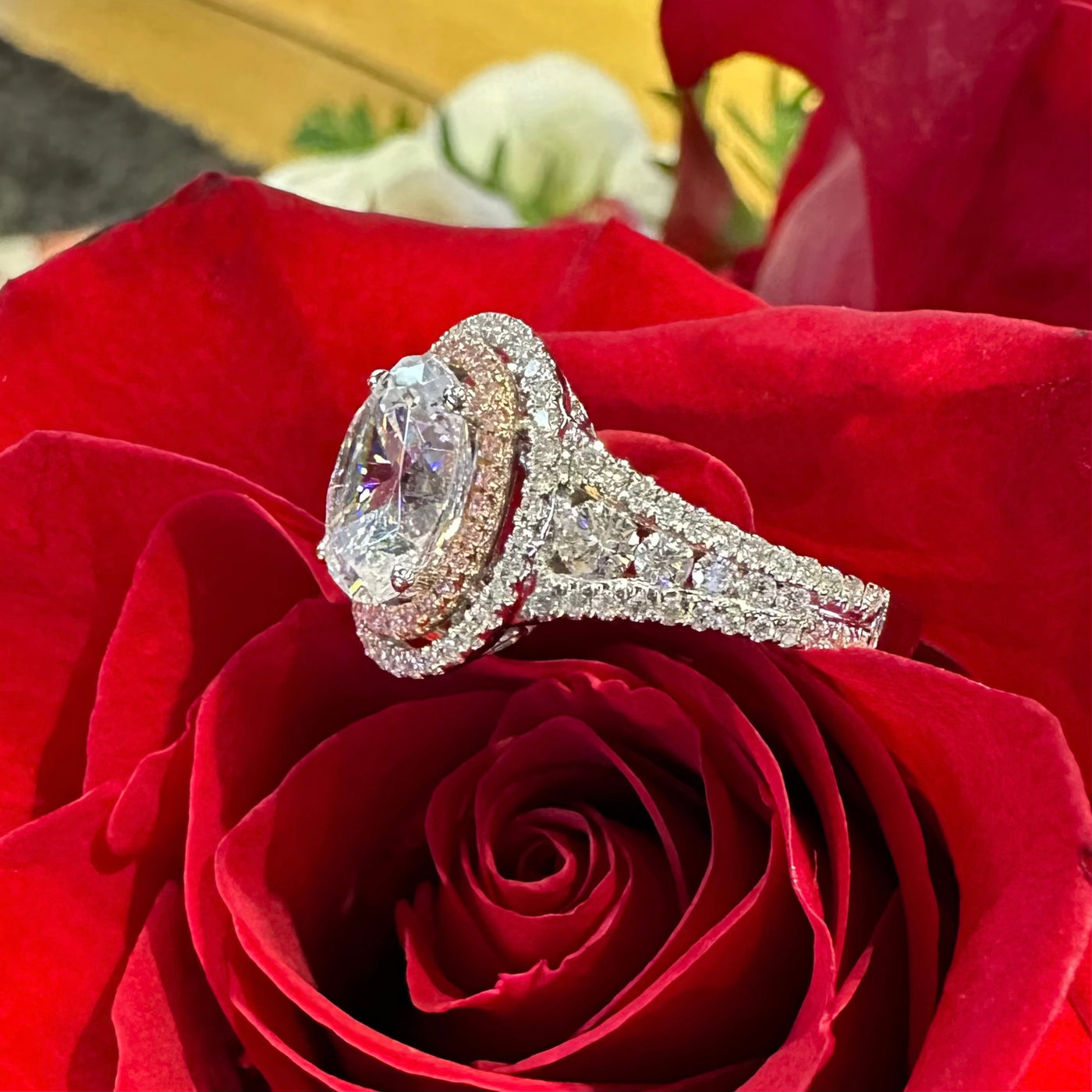 Apparel & Accessories > Jewelry > Rings Simon G Double Halo Semi Mount 18K Two Tone Gold Engagement Ring LR2632 Pierce Custom Jewelers