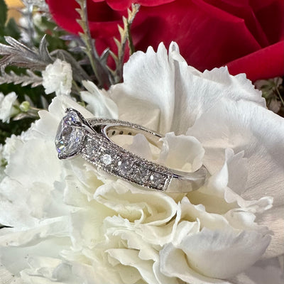 Apparel & Accessories > Jewelry > Rings Diamond Tri-Side Semi Mount 14K White Gold Engagement Ring Pierce Custom Jewelers