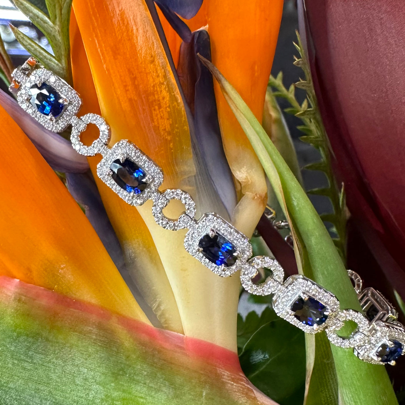 Apparel & Accessories > Jewelry > Bracelets Simon G Sapphire Diamond 18K White Gold Bracelet LB2128 Pierce Custom Jewelers