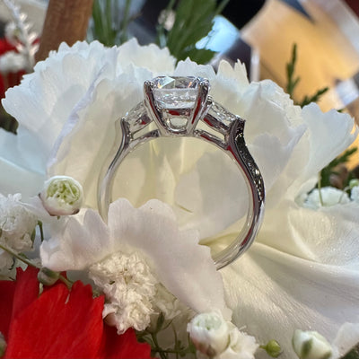  Apparel & Accessories > Jewelry > Rings Three Stone Diamond Semi Mount 14K White Gold Engagement Ring Pierce Custom Jewelers