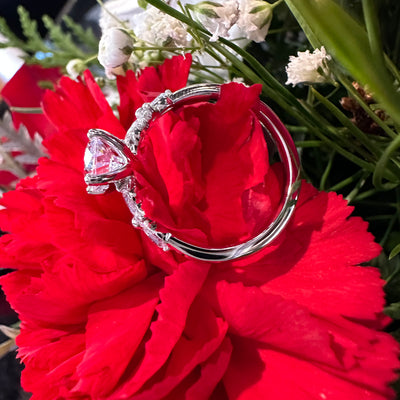 Apparel & Accessories > Jewelry > Rings Side Stone Modern Floral Diamond Semi Mount 14K White Gold Engagement Ring Pierce Custom Jewelers